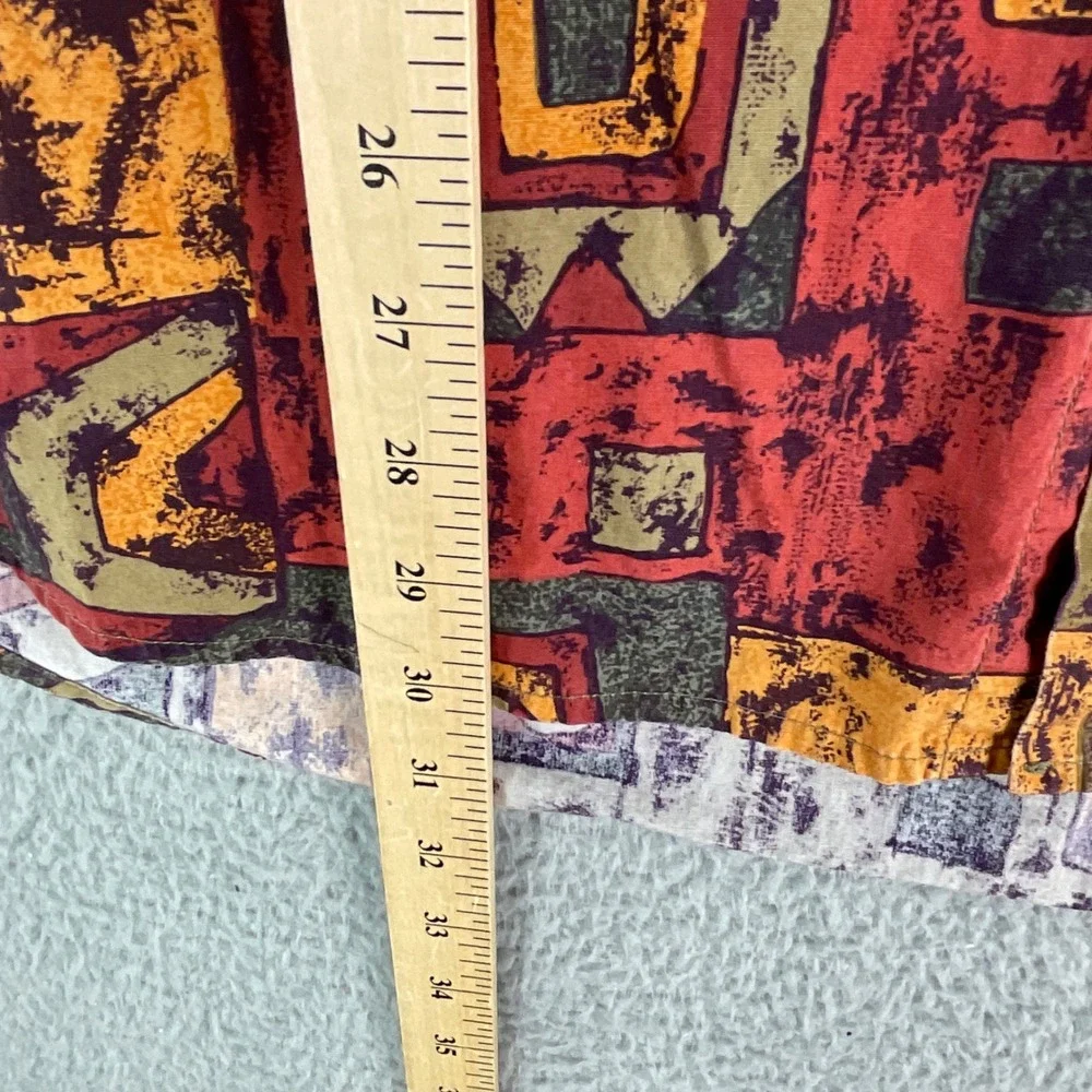 The Territory Ahead Shirt Mens L Red Geometric Abstract Cotton Boho Vintage 90's